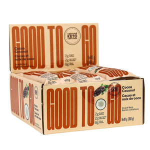 GOOD TO GO Keto Snack Bars Cocoa Coconut, 9 Bar Pack