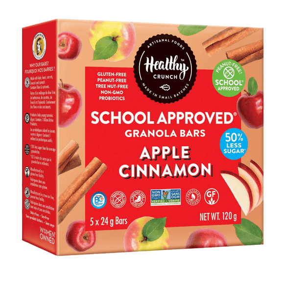 Healthy Crunch Gluten-Free Nut-Free Apple Cinnamon Probiotic Granola Bars, 5 Bars