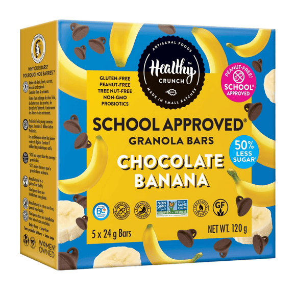 Healthy Crunch Gluten-Free Nut-Free Chocolate Banana Probiotic Granola Bars, 5 Bars